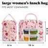 imageFit ampamp Fresh Bloomington Lunch Bag for Women  Insulated Large Lunch Box for Work with Containers LeakResistant StainResistant Zipper Closure Fruit PrintPink Pasta Dinner