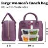 imageFit ampamp Fresh Bloomington Lunch Bag for Women  Insulated Large Lunch Box for Work with Containers LeakResistant StainResistant Zipper Closure Fruit PrintPlum Stripe
