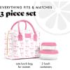 imageFit ampamp Fresh Bloomington Lunch Bag for Women  Insulated Large Lunch Box for Work with Containers LeakResistant StainResistant Zipper Closure Fruit PrintPink Bows