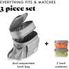 imageFit ampamp Fresh Foundry Dual Compartment Lunch Bag For Adults Insulated Extra Large Lunchbox For Meal Prep With Matching Containers Front Pocket Adjustable Strap SteelGray