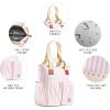 imageFit ampamp Fresh Large Insulated Cooler Bag 1120 cu in BampampW Stripe Polyester 11 x 5 x 10 inBlush Vineyard Stripe
