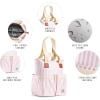 imageFit ampamp Fresh Large Insulated Cooler Bag 1120 cu in BampampW Stripe Polyester 11 x 5 x 10 inBlush Vineyard Stripe