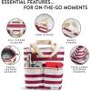 imageFit ampamp Fresh Large Insulated Cooler Bag 1120 cu in BampampW Stripe Polyester 11 x 5 x 10 inMerlot Stripe