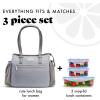 imageFit ampamp Fresh Womens Insulated Lunch Bag for Work Large Lunch Box With 3 SnapLid Containers Zipper StainResistant Copley Kit GrayGray