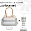 imageFit ampamp Fresh Womens Insulated Lunch Bag for Work Large Lunch Box With 3 SnapLid Containers Zipper StainResistant Copley Kit GrayGray Stripes