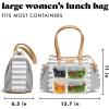 imageFit ampamp Fresh Womens Insulated Lunch Bag for Work Large Lunch Box With 3 SnapLid Containers Zipper StainResistant Copley Kit GrayGray Stripes