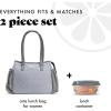 imageFit ampamp Fresh Womens Insulated Lunch Bag for Work Large Lunch Box With 3 SnapLid Containers Zipper StainResistant Copley Kit GrayGray Tweed