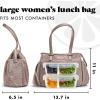 imageFit ampamp Fresh Womens Insulated Lunch Bag for Work Large Lunch Box With 3 SnapLid Containers Zipper StainResistant Copley Kit GrayMocha Feline Fine