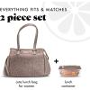 imageFit ampamp Fresh Womens Insulated Lunch Bag for Work Large Lunch Box With 3 SnapLid Containers Zipper StainResistant Copley Kit GrayMocha Feline Fine
