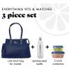 imageFit ampamp Fresh Womens Insulated Lunch Bag for Work Large Lunch Box With 3 SnapLid Containers Zipper StainResistant Copley Kit GrayNavy