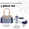 imageFit ampamp Fresh Womens Insulated Lunch Bag for Work Large Lunch Box With 3 SnapLid Containers Zipper StainResistant Copley Kit GrayNavy Stripe