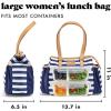 imageFit ampamp Fresh Womens Insulated Lunch Bag for Work Large Lunch Box With 3 SnapLid Containers Zipper StainResistant Copley Kit GrayNavy Stripe