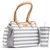 imageFit ampamp Fresh Womens Insulated Lunch Bag for Work Large Lunch Box With 3 SnapLid Containers Zipper StainResistant Copley Kit GrayGray Stripes