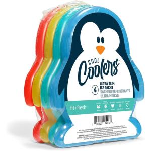 imageCool Coolers Kids Lunch Box Ice Packs Slim Ice Packs for Lunch Bags ReusableMulticolored 4 Pack DinosaurPenguin