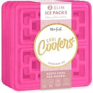 imageCool Coolers XL Fashion Icicles by Fit  Fresh 4pk Ice Pack Sticks for Coolers Freezer Packs for Lunchboxes Pearl WhiteHot Pink  Large 3PK