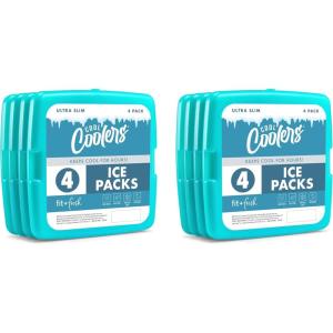 imageCool Coolers by Fit  Fresh Reusable ampamp LongLasting Slim Ice Packs Cold Packs for Lunch Boxes Ice Packs for Lunch Bags Pink 8 PackGreen 8 PK