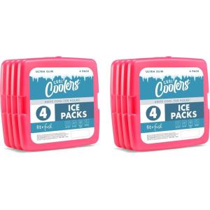 imageCool Coolers by Fit  Fresh Reusable ampamp LongLasting Slim Ice Packs Cold Packs for Lunch Boxes Ice Packs for Lunch Bags Pink 8 PackPink 8 PK