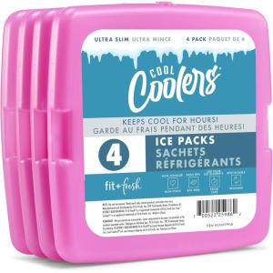 imageCool Coolers by Fit  Fresh Reusable ampamp LongLasting Slim Ice Packs Cold Packs for Lunch Boxes Ice Packs for Lunch Bags Pink 8 PackPurple 4 PK