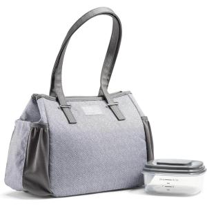 imageFit ampamp Fresh Womens Insulated Lunch Bag for Work Large Lunch Box With 3 SnapLid Containers Zipper StainResistant Copley Kit GrayGray Tweed