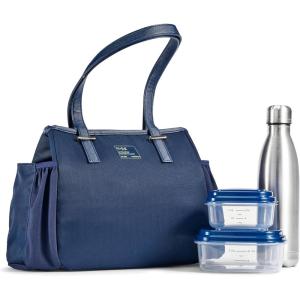 imageFit ampamp Fresh Womens Insulated Lunch Bag for Work Large Lunch Box With 3 SnapLid Containers Zipper StainResistant Copley Kit GrayNavy