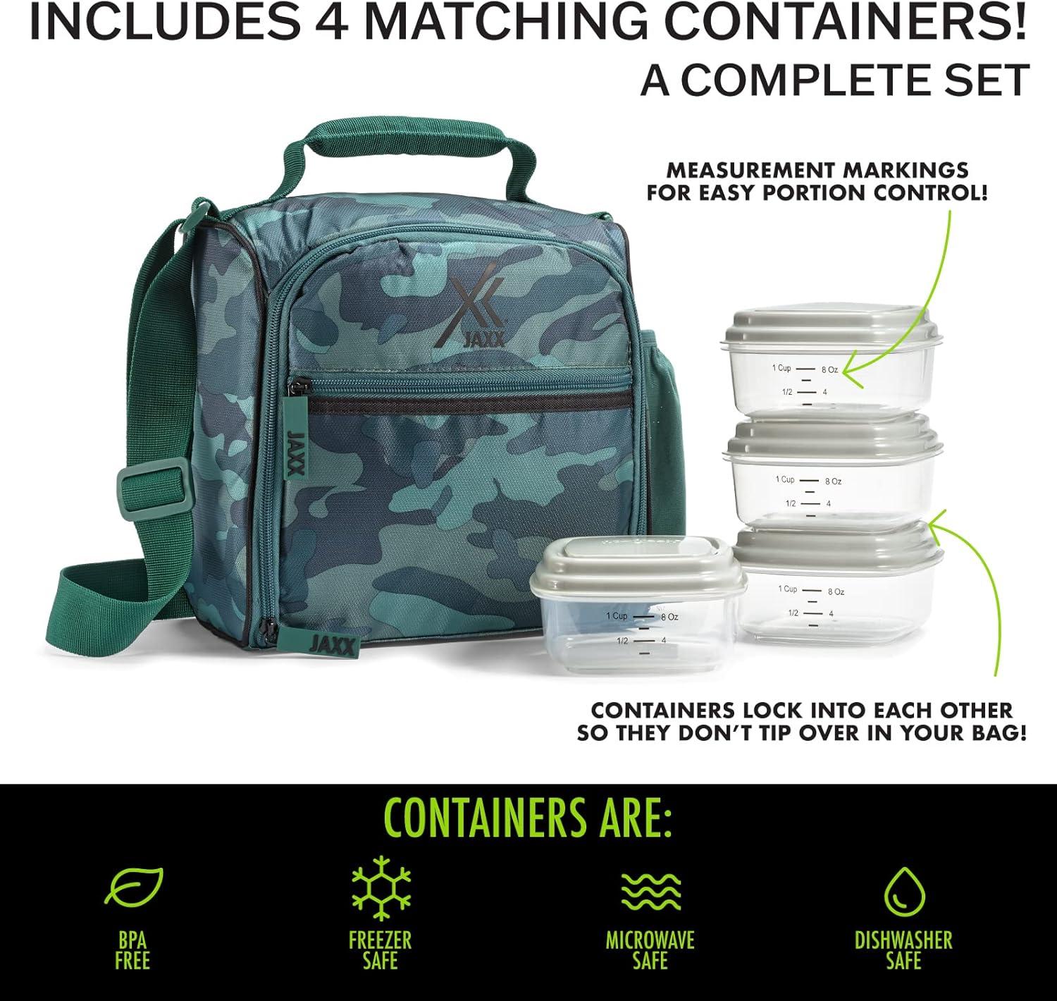 imageFit ampamp Fresh BREE Meal Prep Lunch Box With Containers Ice Pack and Shaker Bottle For Men and Women 6pc Meal Prep Kit Lunch Bag With Containers Included NavyCamo Pine