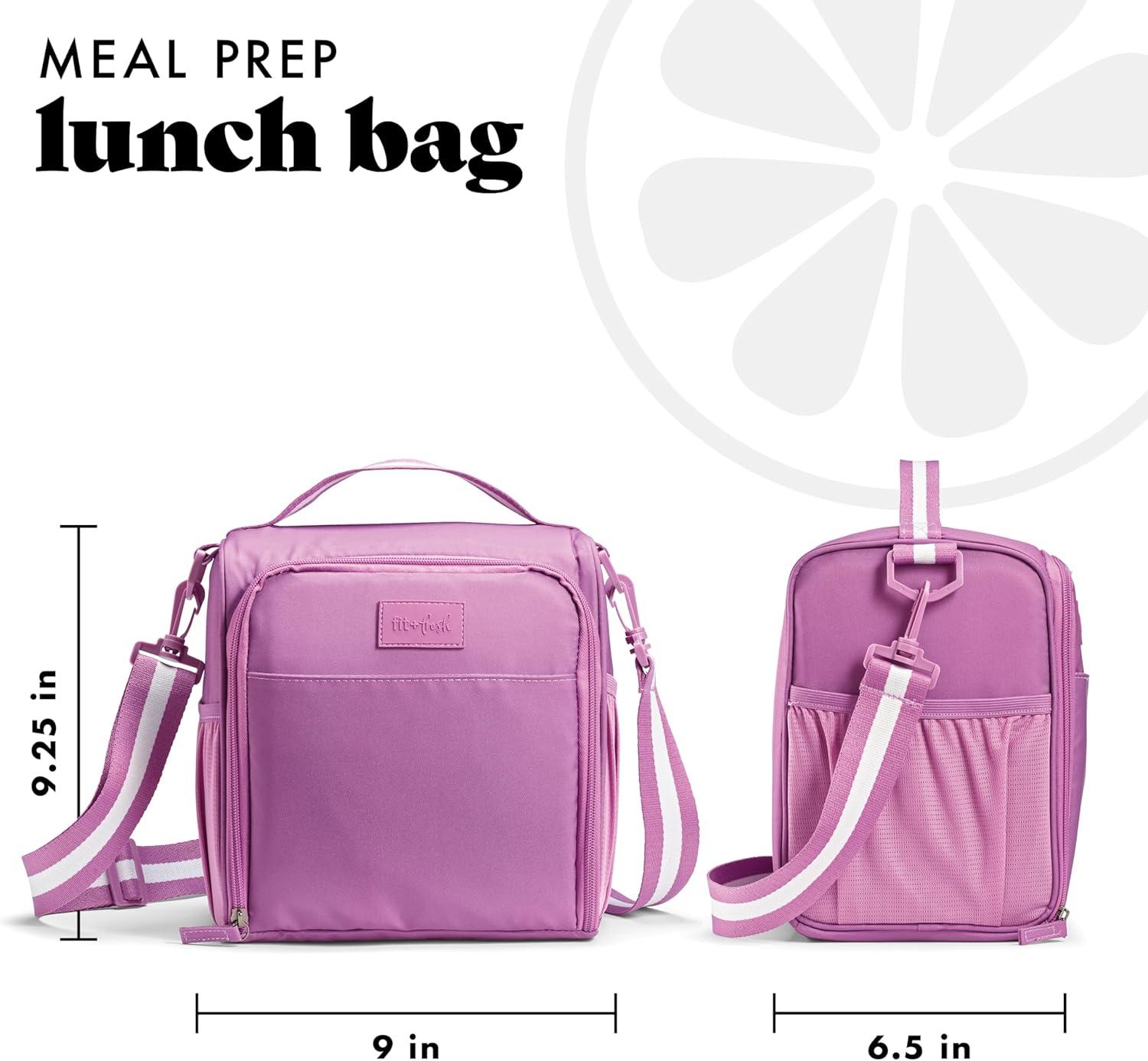 imageFit ampamp Fresh BREE Meal Prep Lunch Box With Containers Ice Pack and Shaker Bottle For Men and Women 6pc Meal Prep Kit Lunch Bag With Containers Included NavyMauve