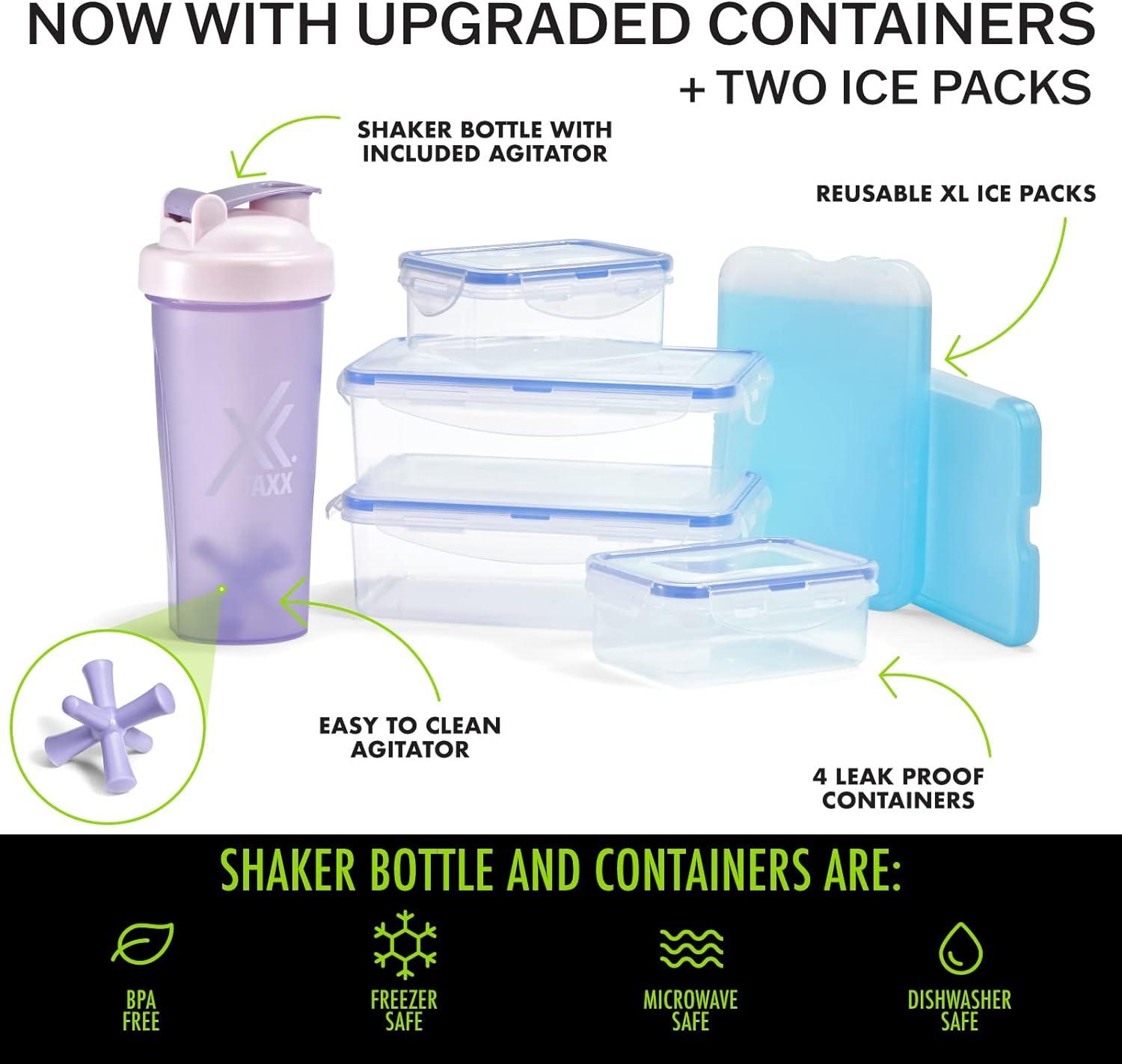imageFit ampamp Fresh BREE Meal Prep Lunch Box With Containers Ice Pack and Shaker Bottle For Men and Women 6pc Meal Prep Kit Lunch Bag With Containers Included NavyPurple