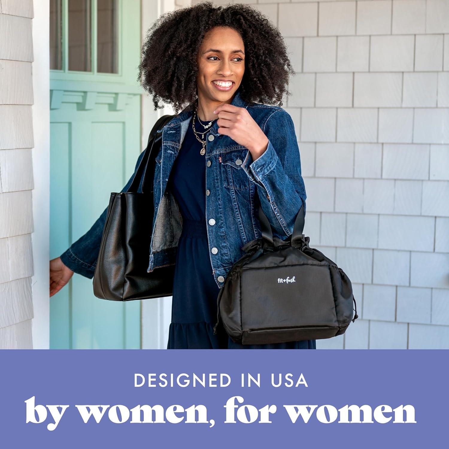 imageFit ampamp Fresh Cromwell Drawstring Lunch Bag for Women Complete Lunch Set with 2 Containers StainResistant LeakResistant Back to School Essential Teacher Lunchbox Sage Floral ToileBlack