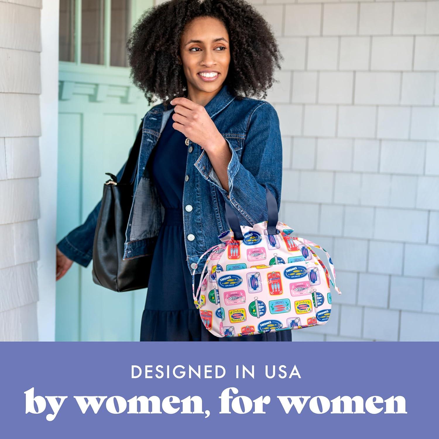 imageFit ampamp Fresh Cromwell Drawstring Lunch Bag for Women Complete Lunch Set with 2 Containers StainResistant LeakResistant Back to School Essential Teacher Lunchbox Sage Floral ToileAssorted Sardine Cans