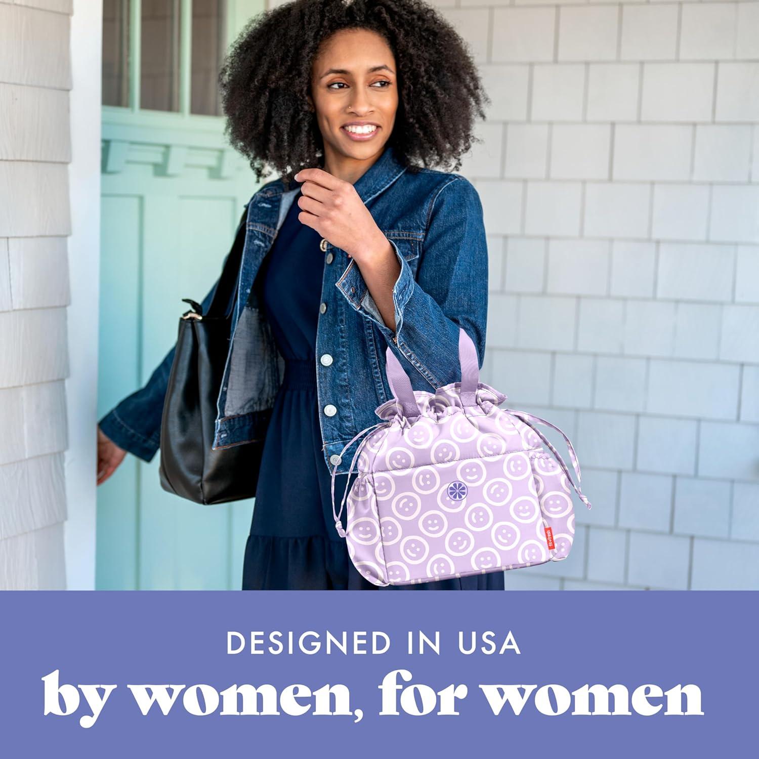 imageFit ampamp Fresh Cromwell Drawstring Lunch Bag for Women Complete Lunch Set with 2 Containers StainResistant LeakResistant Back to School Essential Teacher Lunchbox Sage Floral ToileLavender Smiles