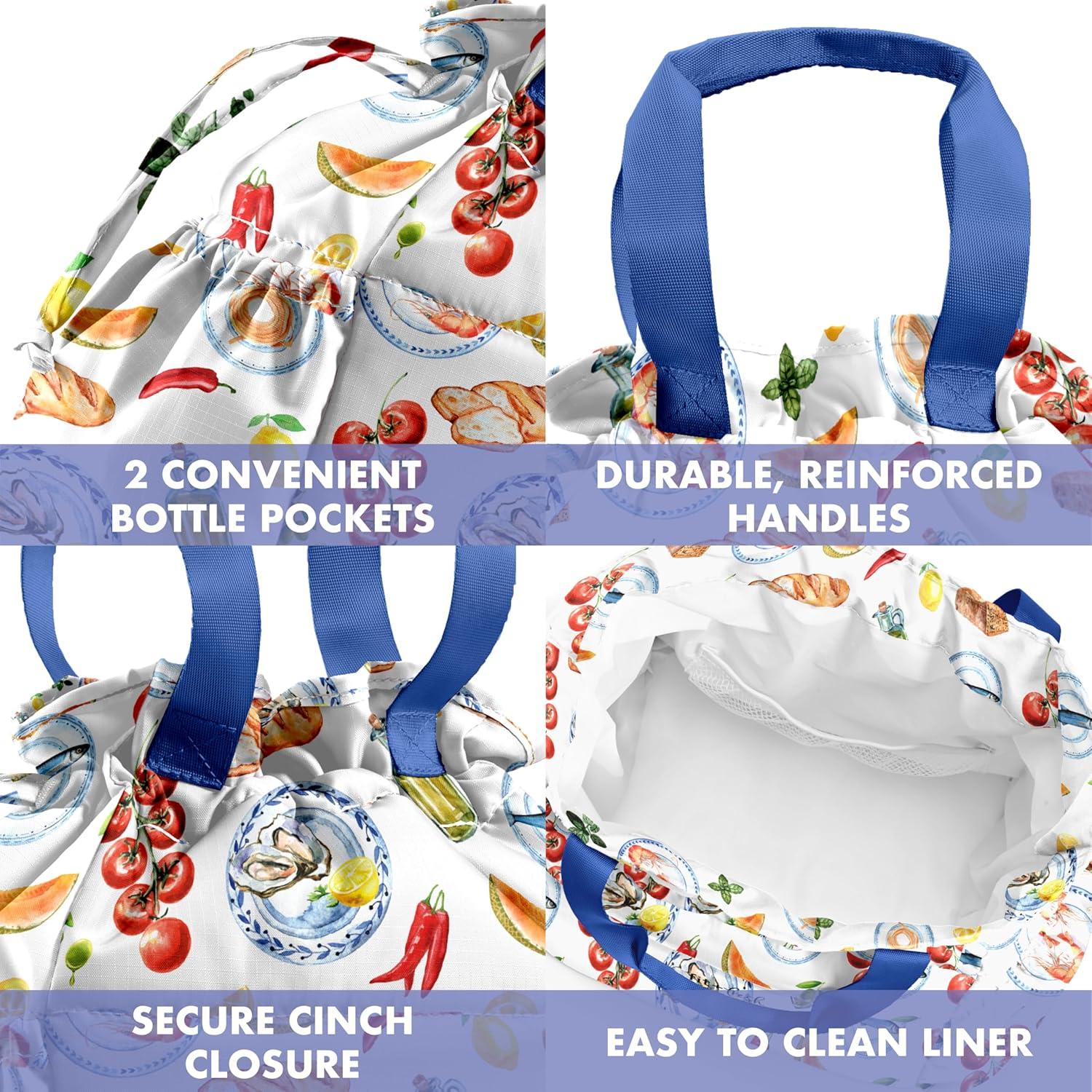 imageFit ampamp Fresh Cromwell Drawstring Lunch Bag for Women Complete Lunch Set with 2 Containers StainResistant LeakResistant Back to School Essential Teacher Lunchbox Sage Floral ToileMulticolored  Al Fresco