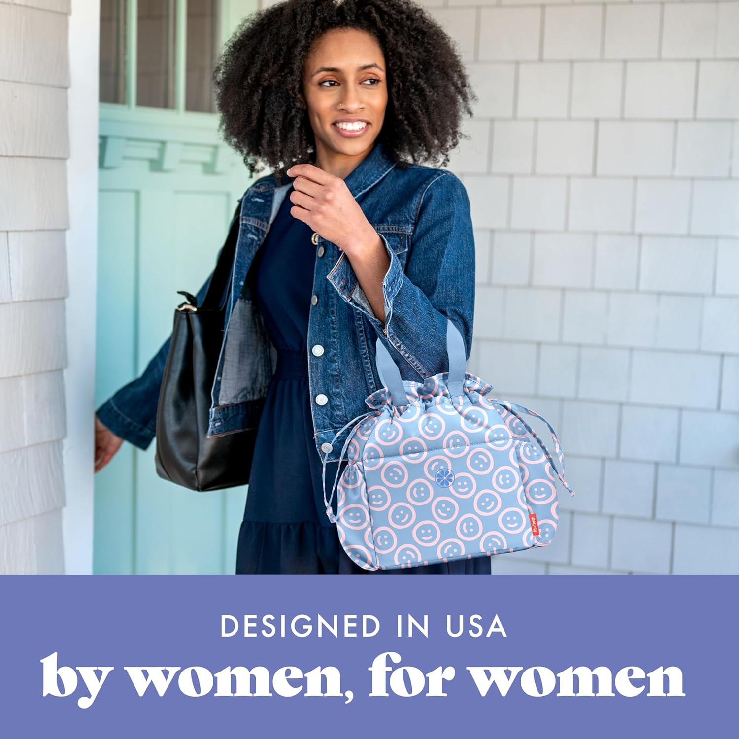 imageFit ampamp Fresh Cromwell Drawstring Lunch Bag for Women Complete Lunch Set with 2 Containers StainResistant LeakResistant Back to School Essential Teacher Lunchbox Sage Floral ToileBubble Gum