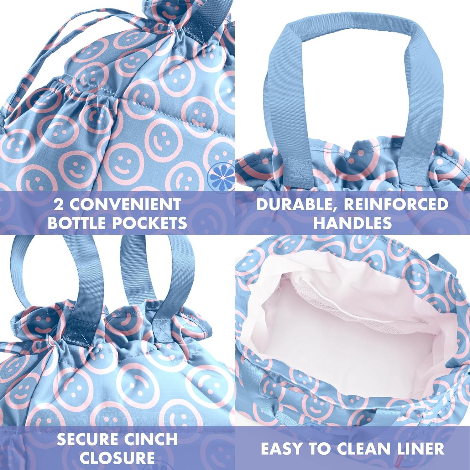 imageFit ampamp Fresh Cromwell Drawstring Lunch Bag for Women Complete Lunch Set with 2 Containers StainResistant LeakResistant Back to School Essential Teacher Lunchbox Sage Floral ToileBubble Gum