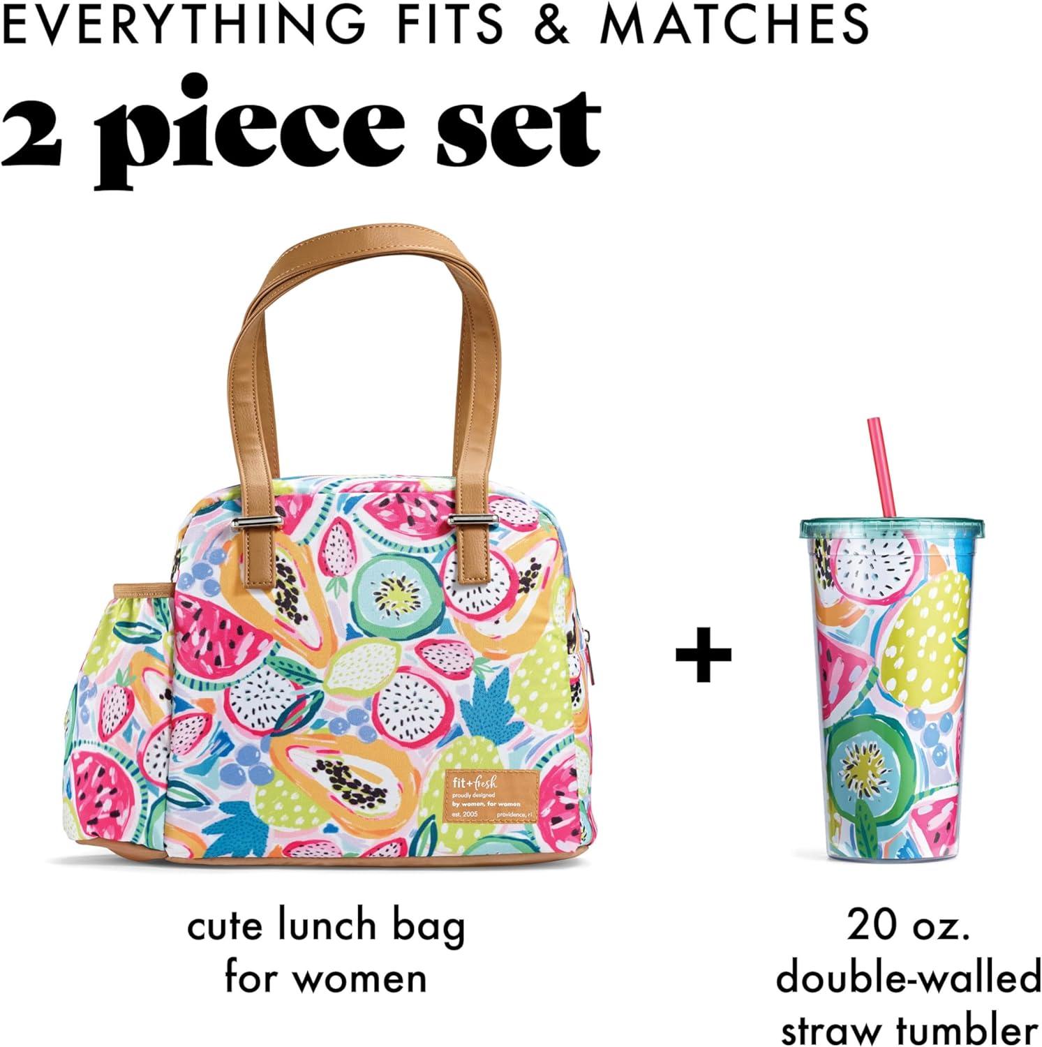 imageFit ampamp Fresh Lunch Bag For Women Insulated Womens Lunch Bag For Work Leakproof ampamp StainResistant Large Lunch Box For Women With Bottle Pocket Long Straps Zipper Closure Laketown Bag Fruit TumblerFruit