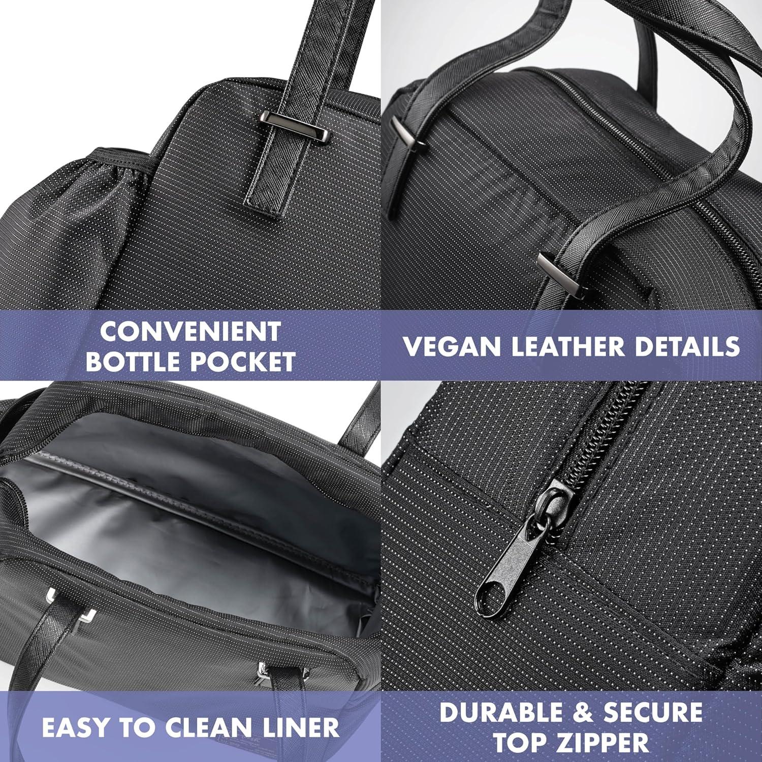 imageFit ampamp Fresh Lunch Bag For Women Insulated Womens Lunch Bag For Work Leakproof ampamp StainResistant Large Lunch Box For Women With Bottle Pocket Long Straps Zipper Closure Laketown Bag Fruit TumblerBlack