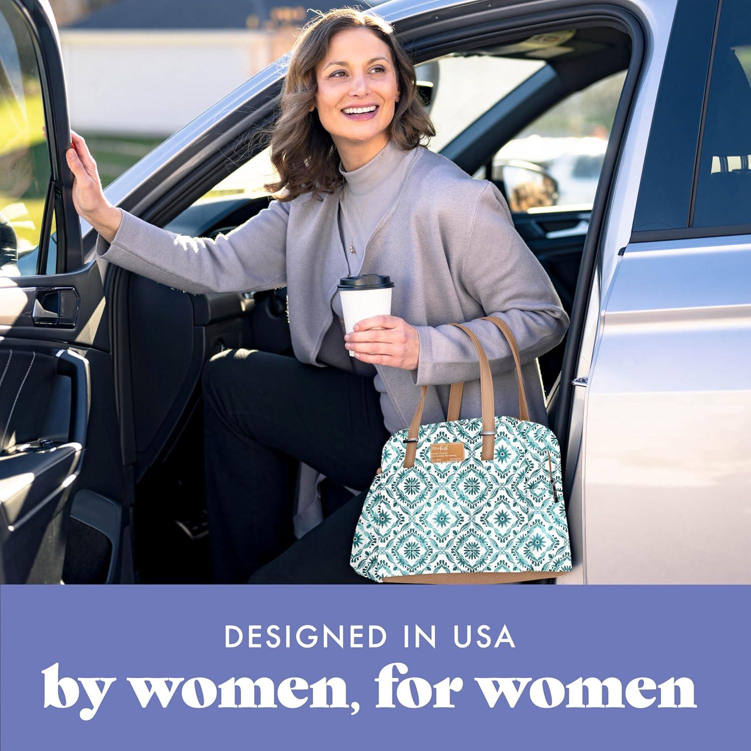 imageFit ampamp Fresh Lunch Bag For Women Insulated Womens Lunch Bag For Work Leakproof ampamp StainResistant Large Lunch Box For Women With Bottle Pocket Long Straps Zipper Closure Laketown Bag Fruit TumblerAqua