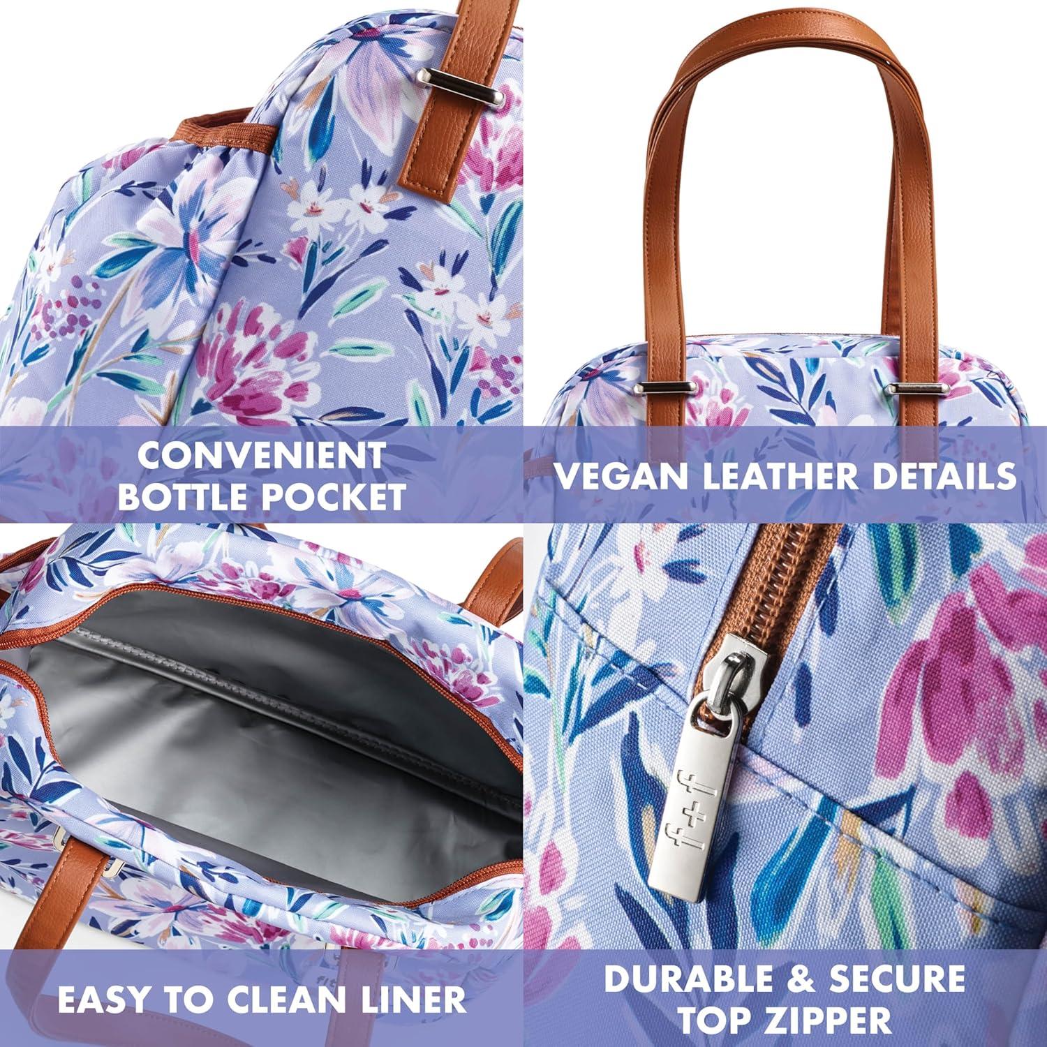 imageFit ampamp Fresh Lunch Bag For Women Insulated Womens Lunch Bag For Work Leakproof ampamp StainResistant Large Lunch Box For Women With Bottle Pocket Long Straps Zipper Closure Laketown Bag Fruit TumblerTulane Floral Lilac