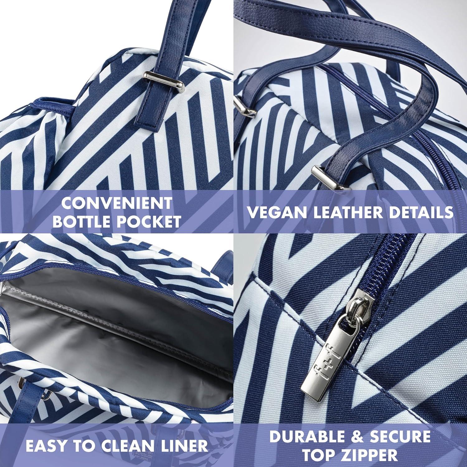 imageFit ampamp Fresh Lunch Bag For Women Insulated Womens Lunch Bag For Work Leakproof ampamp StainResistant Large Lunch Box For Women With Bottle Pocket Long Straps Zipper Closure Laketown Bag Fruit TumblerNavy Stripe