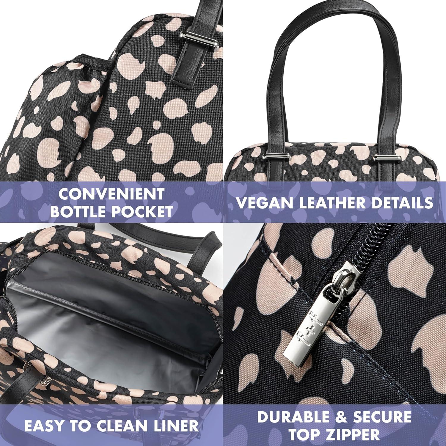 imageFit ampamp Fresh Lunch Bag For Women Insulated Womens Lunch Bag For Work Leakproof ampamp StainResistant Large Lunch Box For Women With Bottle Pocket Long Straps Zipper Closure Laketown Bag Fruit TumblerBlack Cheetah