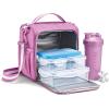 imageFit ampamp Fresh BREE Meal Prep Lunch Box With Containers Ice Pack and Shaker Bottle For Men and Women 6pc Meal Prep Kit Lunch Bag With Containers Included NavyMauve