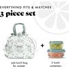 imageFit ampamp Fresh Cromwell Drawstring Lunch Bag for Women Complete Lunch Set with 2 Containers StainResistant LeakResistant Back to School Essential Teacher Lunchbox Sage Floral ToileSage Floral Toile