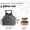 imageFit ampamp Fresh Cromwell Drawstring Lunch Bag for Women Complete Lunch Set with 2 Containers StainResistant LeakResistant Back to School Essential Teacher Lunchbox Sage Floral ToileBlack Cheetah