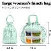 imageFit ampamp Fresh Cromwell Drawstring Lunch Bag for Women Complete Lunch Set with 2 Containers StainResistant LeakResistant Back to School Essential Teacher Lunchbox Sage Floral ToileMint Smiles