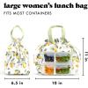 imageFit ampamp Fresh Cromwell Drawstring Lunch Bag for Women Complete Lunch Set with 2 Containers StainResistant LeakResistant Back to School Essential Teacher Lunchbox Sage Floral ToileYellow Lemons