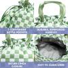 imageFit ampamp Fresh Cromwell Drawstring Lunch Bag for Women Complete Lunch Set with 2 Containers StainResistant LeakResistant Back to School Essential Teacher Lunchbox Sage Floral ToileGreen