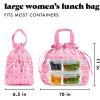 imageFit ampamp Fresh Cromwell Drawstring Lunch Bag for Women Complete Lunch Set with 2 Containers StainResistant LeakResistant Back to School Essential Teacher Lunchbox Sage Floral ToileFuchsia Smiles