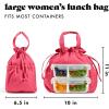 imageFit ampamp Fresh Cromwell Drawstring Lunch Bag for Women Complete Lunch Set with 2 Containers StainResistant LeakResistant Back to School Essential Teacher Lunchbox Sage Floral ToileWatermelon Pink