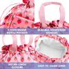 imageFit ampamp Fresh Cromwell Drawstring Lunch Bag for Women Complete Lunch Set with 2 Containers StainResistant LeakResistant Back to School Essential Teacher Lunchbox Sage Floral ToilePink Strawberries