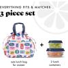 imageFit ampamp Fresh Cromwell Drawstring Lunch Bag for Women Complete Lunch Set with 2 Containers StainResistant LeakResistant Back to School Essential Teacher Lunchbox Sage Floral ToileAssorted Sardine Cans