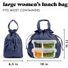 imageFit ampamp Fresh Cromwell Drawstring Lunch Bag for Women Complete Lunch Set with 2 Containers StainResistant LeakResistant Back to School Essential Teacher Lunchbox Sage Floral ToileNavy